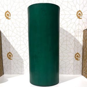 Vase Large Cylindrical Tadelakt Dark Green.