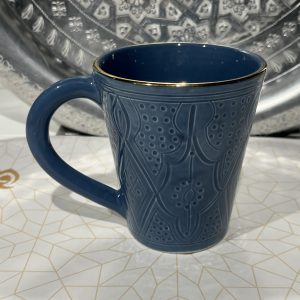 MUG EMPREINTE STONE BLUE GOLD CERAMIC