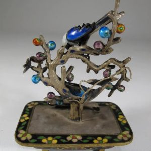 Antique Chinese Silver Enamel & Cloisonne Birds