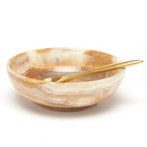 Marble Bowl with Golden Spoon in Gift Box Assorted 5 Colors (food safe, colors will vary)