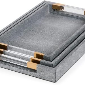 Set of 3 Grey Stingray Rectangle Tray