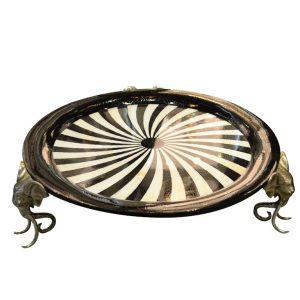 Round Tray - Black Shell 3 Elephant Head