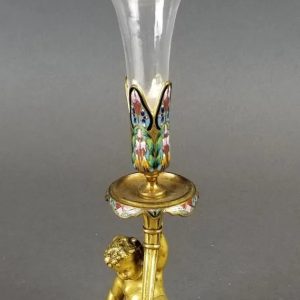 19th Century French Champleve Enamel & Bronze Vase