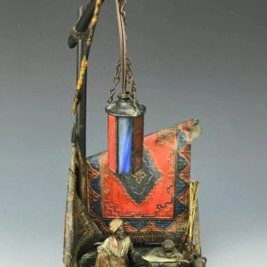 Bergman Style Orientalist Cold Painted Bronze Lamp.