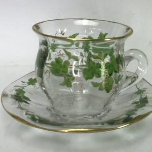 Enameled Moser Cup and Saucer
