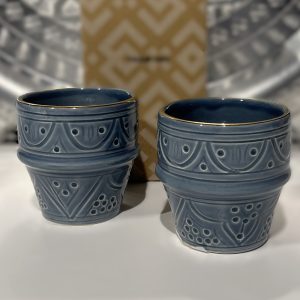 SMALL COFFE CUP EMPREINTE STONE BLUE GOLD CERAMIC